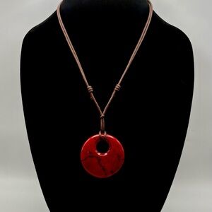 Studio Barse Natural Red Jasper Southwestern Style Pendant Necklace